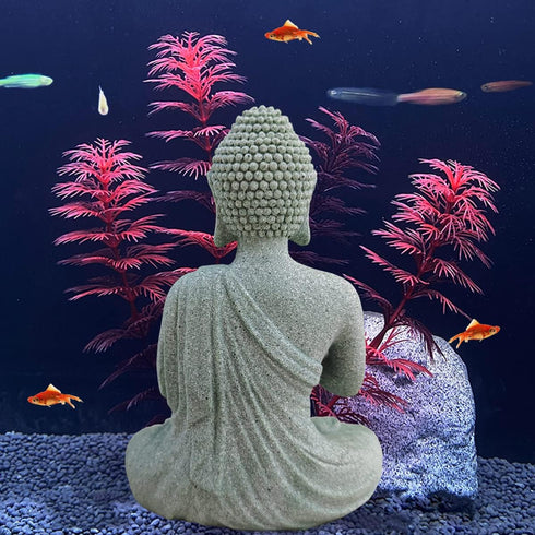 Aquarium Buddha Statue Japanese Buddah Figurine Fish Tank Buda Sculpture Zen Sandstone Ornaments Underwater Landscape Decoration,Gift...