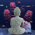 Aquarium Buddha Statue Japanese Buddah Figurine Fish Tank Buda Sculpture Zen Sandstone Ornaments Underwater Landscape Decoration,Gift...