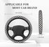 Black White Square Grid Pattern Steering Wheel Covers,Anti Slip Sweat Absorption Elasticity Car Accessories Steering Wheel Protector Universal 15 ...