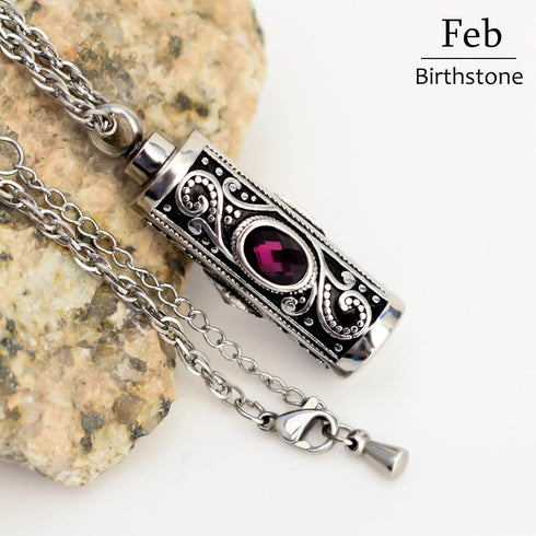 XIUDA Crystal Cremation Urn Necklace for Ashes Keepsake Cremation Jewelry for Human Ashes Stainless Steel Memorial Pendant with Flower for Women...