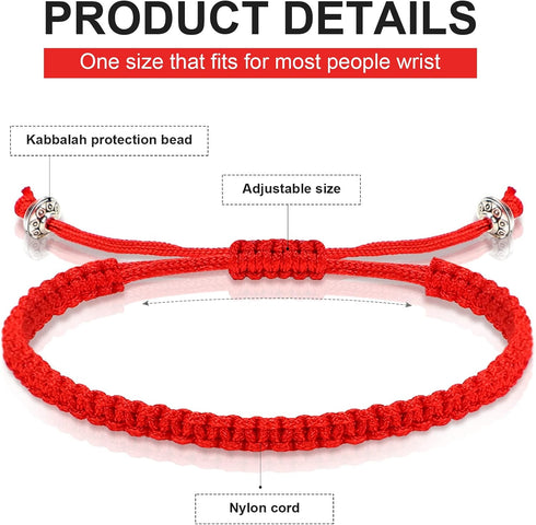 Jadive 20 Pcs Red Bracelet Protection Good Luck Red Cord Bracelet Red String of Fate Bracelet Adjustable Knot Kabbalah Rope Bracelet Matching Brai...