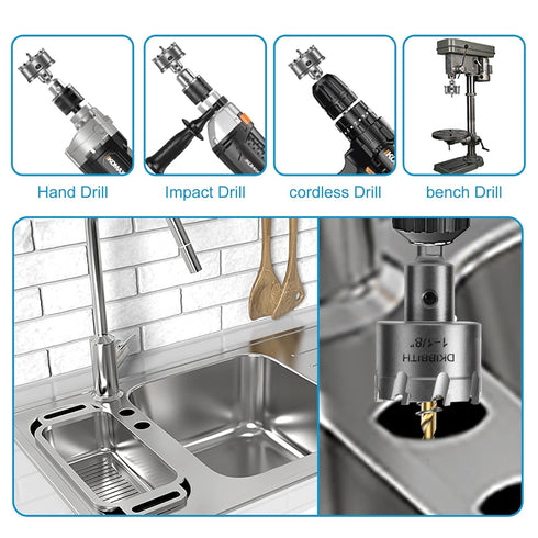 TCT Hole Saw Set, 2-Pack of 3/4" (19mm) Heavy Duty Tungsten Carbide Tipped Hole Cutters for Stainless Steel Mild Steel Copper Iron Brass Plastic a...