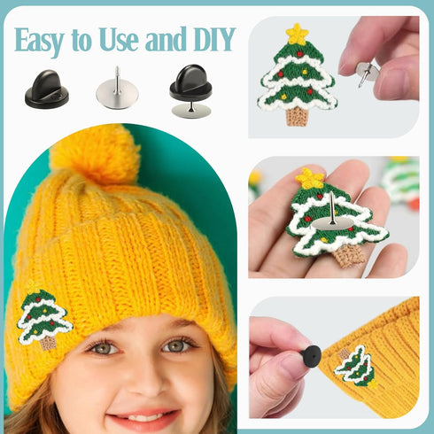 Tie Tacks Blank Pins with PVC Rubber Pin Backs, 50 Pairs Locking Clasp for Badge Insignia DIY Crafts...