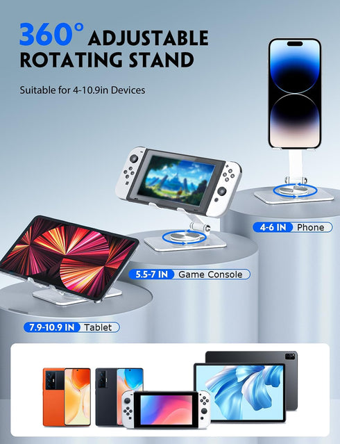 360° Rotating Cell Phone Stand, Multi-Angle Fully Adjustable Foldable Desktop Phone Holder Cradle Dock, Non-Slip Portable Foldable Desktop Phone S...