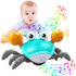 Crawling Crab Baby Toy,Tummy Time Baby Toys with Music and LED Light Will Automatically Avoid Obstacles,Build in Rechargeable Battery for Toddler ...
