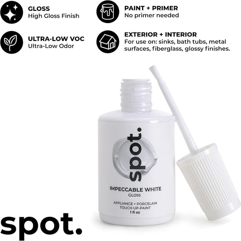 Touch Up Paint for Appliance, Porcelain, Sinks, Bathtubs, Appliances, Metal Surfaces, Tiles, Ceramics, and Fiberglass, White Gloss, 1 Fl Oz...