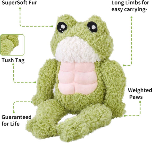 Lovely Supersoft Green Muscle Frog Plush,Funny Huggable Froggy Dolls,Adorable PlushFrog for Kids, 13.8...