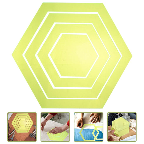 Tools Hexagon Ruler Sewing Patchwork Template 4Pcs Plastic Transparent Handmade Drawing Tools for DIY Crafting Quilting Art Supplies Tool...