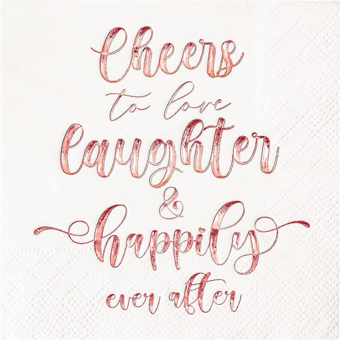 Crisky Bridal Shower Napkins Rose Gold, Happily Ever After Cocktail Beverage Cake Dessert Napkins for Wedding & Bridal Shower Engagement Bachelore...