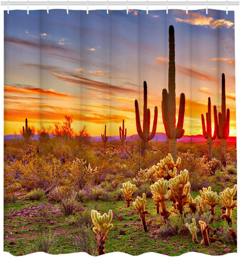 LUKUY Saguaro Shower Curtain for The Bathroom Arizona Desert Landscape with Cactus Mountain at Sunset Picture Cloth Fabric Bathroom Decor Set with...