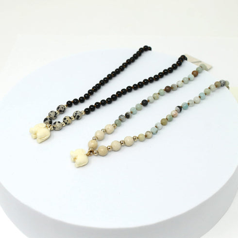 POMINA Real Amazonite Natural Gemstone Beaded Choker Necklace Semi Precious Stone Choker for Women Teen...