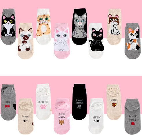 8 Pairs Women's Cat Socks,Cat Gifts Cute Animal Socks,Colorful Soft Cozy Women Socks Gift...