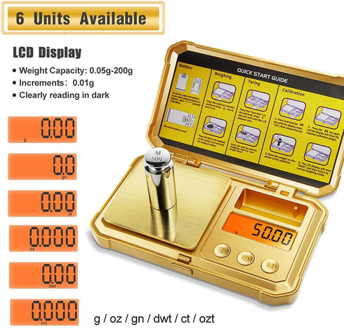 Fuzion Gram Scale 200g/0.01g, Jewelry Scales Digital Weight Grams and Ounces, Digital Pocket Herb Scale with 6 Modes, Tare for Herbs, Jewelry, Sma...