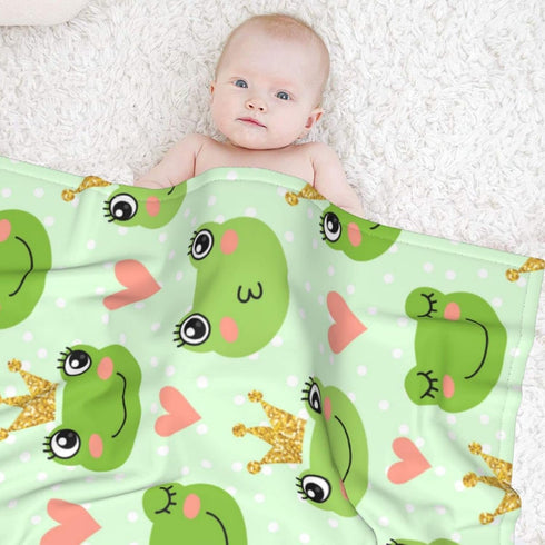 Cute Frogs Prince Baby Blankets Soft Warm Fuzzy Plush Bed Throw Blanket for Newborn Infant Toddler Girls Boys Kids, 30"X40"...