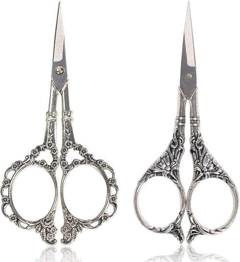 BIHRTC Plum Blossom Scissors - 4.5 Inch Small Sewing Scissors, European Style, Stainless Steel, Ideal for Cross Stitch, Embroidery & Crafting...