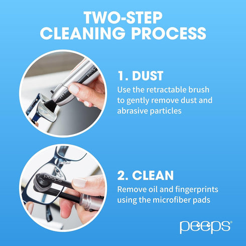 CarbonKlean Peeps Glasses Cleaner - for Eyeglasses, Reading Glasses, and More - Lens Cleaner with Carbon Microfiber Tech - Blue Soft Touch - 1 Cou...