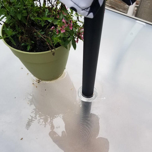 zhuohai 3Pcs Plastic Patio Table Umbrella Hole Ring and Cap Set for Outdoor Glass Garden Beach Yard Table Umbrella Plug (2 Inch, Translucent)...