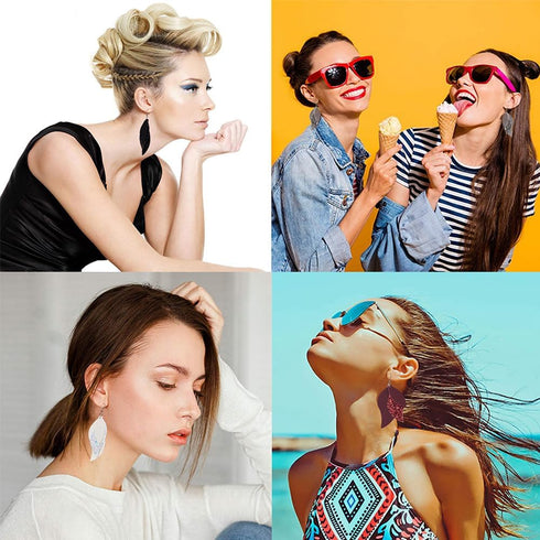 SUNNYCLUE 44Pcs DIY 6 Pairs Faux Leather Charms Three Layer Teardrop Dangle Leaves Charms Earring Making Kit Thanksgiving Teardrop Glitter Leaf La...