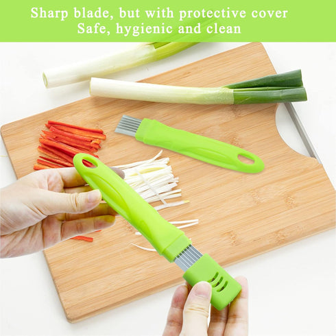 2Pcs Scallion Cutter Shred Knife, TACYKIBD Stainless Steel Vegetable Onion Scallion Slicer Shredder, Green Onion Cutter Slicer for Kitchen Cutting...