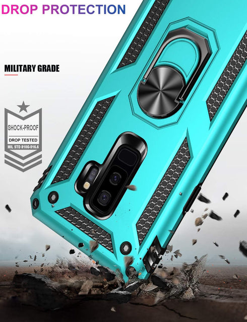 LUMARKE for Galaxy S9+ Plus Case,Pass 16ft. Drop Tested with Magnetic Ring Kickstand Compatible with Car Mount Holder,Military Grade Protective Ph...