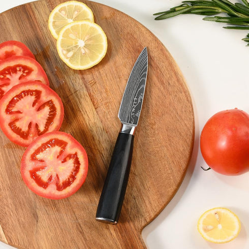 3.5 Inch Bar Paring Knife with Large Black Handle, Small Kitchen Knife for Fruit Vegetables, Professional Sharp Pairing Knives/High Carbon Stainle...