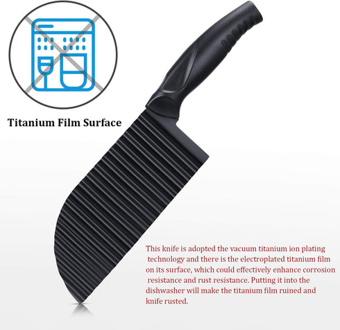 Patelai 2 Pcs Crinkle Potato Vegetable Cutter, Crinkle Cutters Knife, Stainless Steel Blade Wavy Slicer, Waffle Fry Cutter Wavy Crinkle Cutting To...