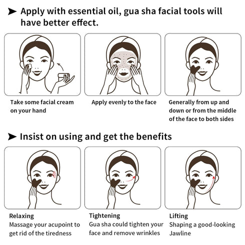 Gua Sha Facial Tools 2 Pack, Natural Jade Guasha Tool for Face,Double Chin & Jawline, Gua Sha Stone Self-Skin Care Face Stone Gua Sha tools for Wo...