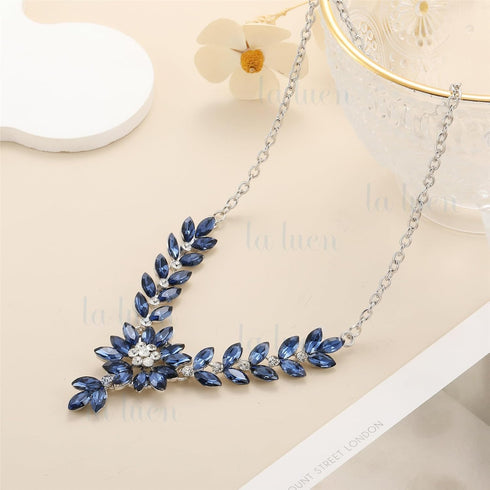 la luen 3pcs Crystal Zircon Wedding Jewelry Sets for Brides, Rhinestone Flower Necklace Dangle Earrings Brooch for Women Teen Girls Wife Party Pro...