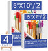 FUMILE Stretched Canvas for Painting, Canvases for Painting Multi 4 Pack 5x7,8x10 (2 of Each), Cotton Primed Acid Free Blank Canvases for Painting...