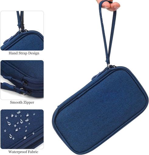 Portable, Waterproof Electronics Accessories Case and Organizer Bag for Cables, USB Drives and Chargers...