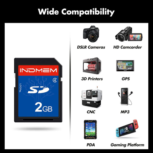 INDMEM 2 Pack SD Card 2GB Class 4 Flash Memory Card 2G SLC Stanard Secure Digital Cards (2PC)...