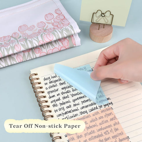 500 Sheets Transparent Macaron Sticky Notes 3 x 3 inch, Clear Sticky Note Waterproof See Through Memo Pad, Translucent Writable Index Book Tabs fo...