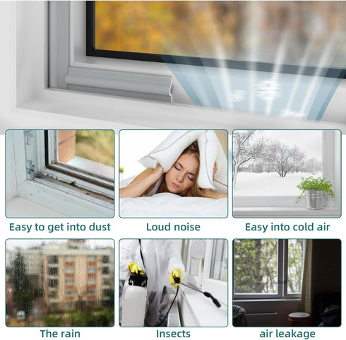 Window Weather Stripping Door Seal Strip for Bottom and Side of Door, Self-Adhesive Window Draft Stopper Foam Seal Strip,Soundproofing Window Insu...