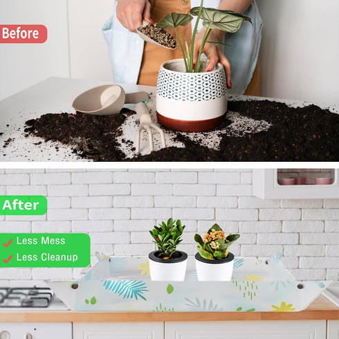 Herda 32.4" Repotting/Potting Soil Mat for Indoor Plants,Thicker Potting Tray for House Plants, Succulents,Cactus, Pots, Soil,Bonsai tool,Gardenin...