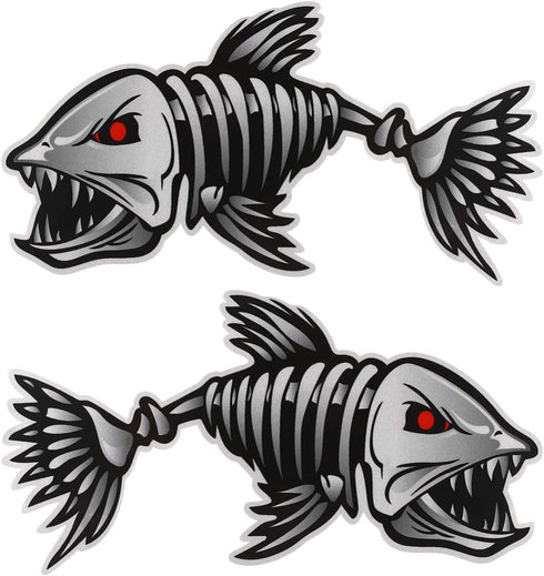 WINOMO 2Pcs 10x5 inch Fish Skeleton Decals Sticker Vinyl Auto Decal Sticker for Kayak Fishing Car...