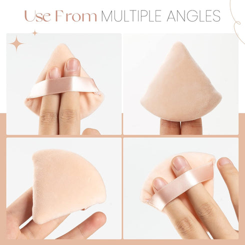 MOTZU 6 Pieces Powder Puff for Face , Cotton Velour Triangle Makeup Puff for Setting, Contouring, Under Eyes, and Corners, 2.76-inch Normal Size, ...
