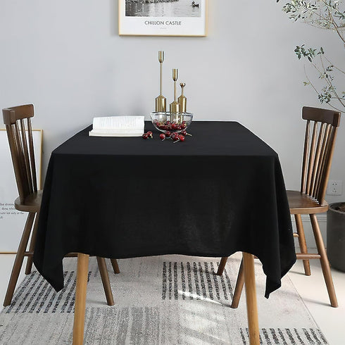 GFCC 54 x 54-Inch Seamless Black Rectangular Polyester Tablecloth for Wedding Party Decorations Square Table Cloth Cover...