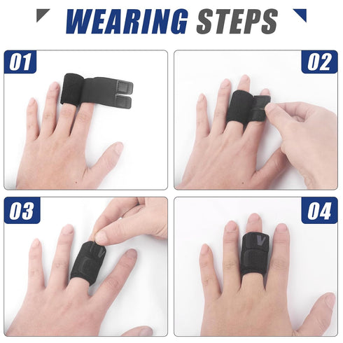 Finger Splints, 2PCS Finger Buddy Straps, Compression Finger Wraps for Sport Basketball Tennis and Volleyball Badminton - Black, One Finger-L...
