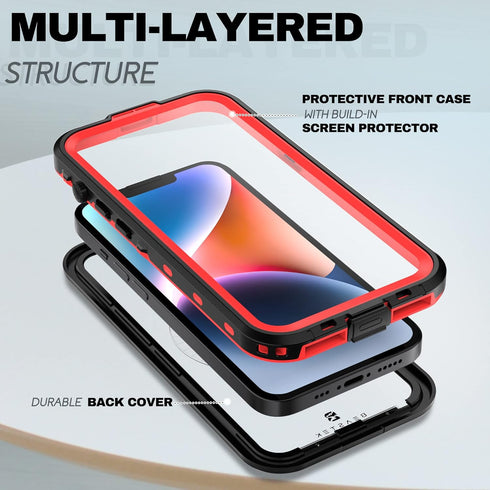 BEASTEK iPhone 14 Plus Waterproof MagSafe Case - TRE Series, Shockproof, Dustproof, IP68, Built-in Screen Protector, Anti-Scratch Magnetic Cover (...