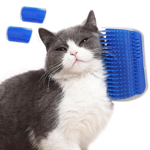 Cat Self Groomer with Catnip, Cat Self Grooming Wall Brush Cat Corner Scratcher Face Massage Comb (Upgrade 2 Pack)...