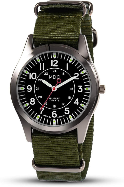 Infantry MDC Mens Analog Watch, 12/24 Hour Military Wrist Watches for Men Tactical, Army Field Wristwatch with Slip-Thru Nylon Band...