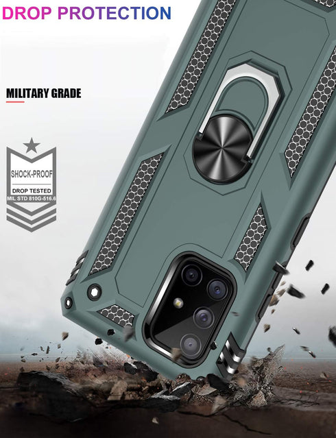 LUMARKE Galaxy A71 5G Case,Pass 16ft. Drop Tested Military Grade Cover with Magnetic Ring Kickstand Compatible with Car Mount Holder,Protective Ph...