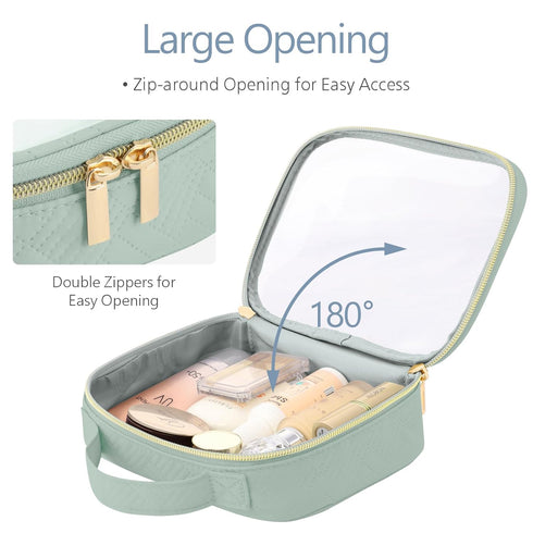 PACKISM TSA Approved Toiletry Bag - Clamshell Closing Clear Makeup Bags with Handle, Laurel Green, Quart-sized Clear Travel Bags for Toiletries, C...