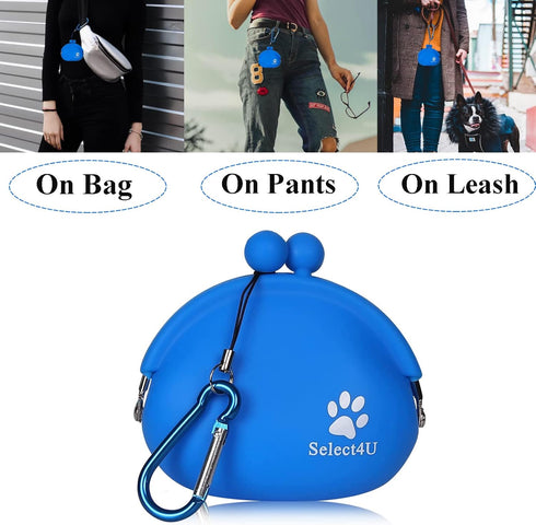 Silicone Dog Treat Pouch with Waist Carebiner, Small Treat Pouch for Pet Training, Cute Portable Treat Bag Container for Leash Darkblue, Best Gift...