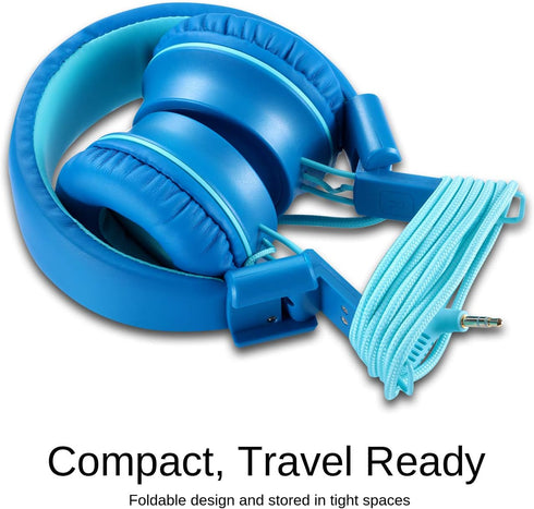 iRAG J01 Kids Headphones Foldable Stereo Tangle-Free 5ft Long Cord 3.5mm Jack Plug in Wired On-Ear Headset for iPad/Amazon Kindle Fire/Toddler/Boy...