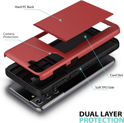 ZUSLAB Wallet Case Compatible with Samsung Galaxy S21 5G Phone Case with Card Holder Shockproof Anti Scratch Bumper Cover with Screen Protector[x2...