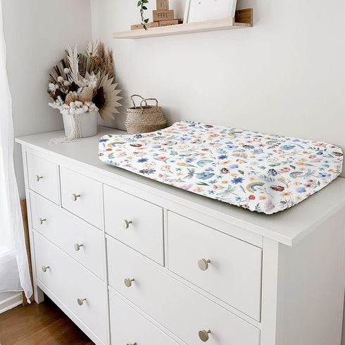 Spring Garden Flowers Rainbow Changing Pad Covers Watercolor Insects Floral Leaves Baby Diaper Changing Table Pad Sheets for Boy Girl Soft Stretch...