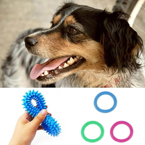 2Pcs Pet Chew Ring Toy Soft Dental Rubber Puppy Teeth Cleaning Healthy Gums Spike Ring Chew Toy for Cat and Dogs (9cm)...