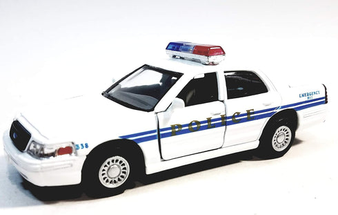Kinsmart Ford Crown Victoria White & Blue Training Police Dept Squad Car 142 O Scale Diecast Interceptor, Small...