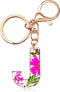 Initial Letter Butterfly Flower Pink Keychain Birthday gifts for Women Girl Backpack Wallet Car Key Cute Bling Keychain...